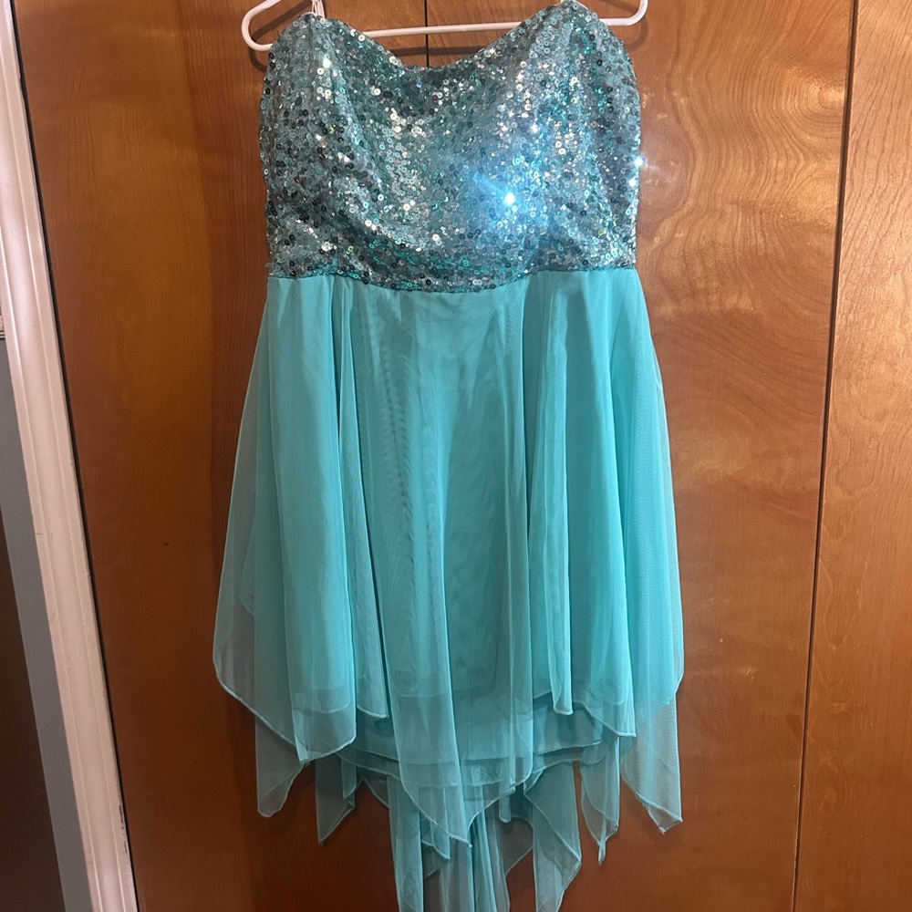 Deb Glittering Teal strapless Dress